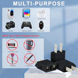 6 Pack European To America Travel Adapter Plug, Eu To Us Plug Compact Converter, China, Italy, Switzerland, Brazil, Europe To Usa, Canada, Mexico Type A Type B Outlet, Black