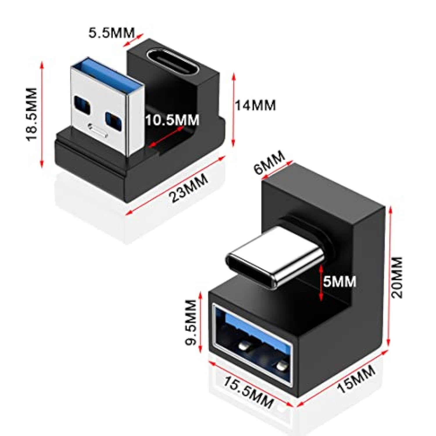 180 Degree Usb A Male To Usb C Female Adapter, Back Angled Opposite U Shape Us