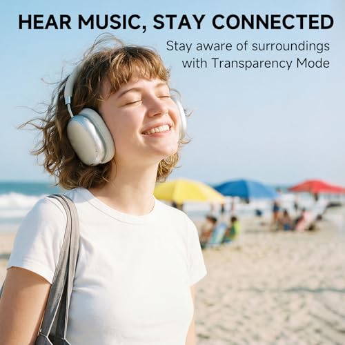 NC95 Hybrid Active Noise Cancelling Headphones with Knob Control, 120H Playtime Over Ear Headphones Wireless Bluetooth 6.0, App Control, Hi-Res