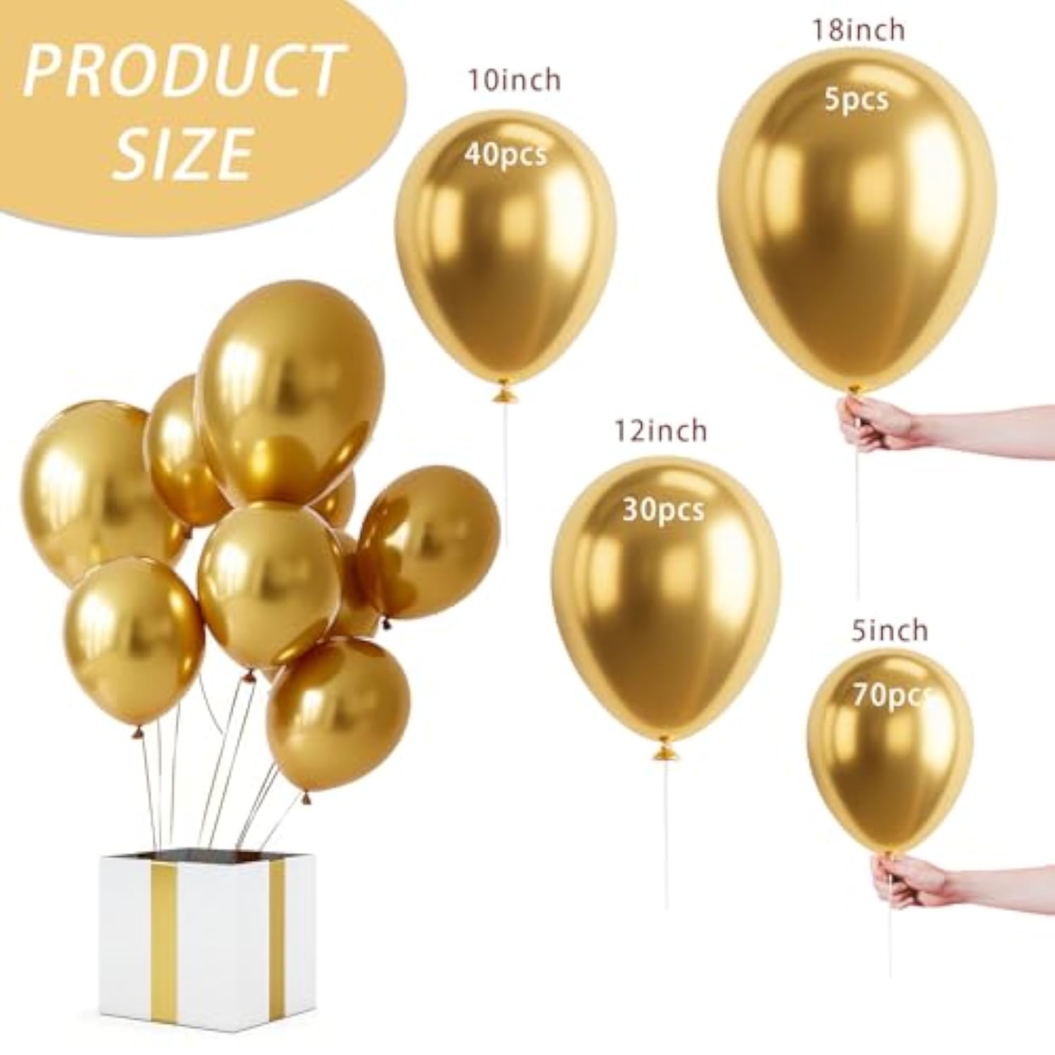 Gold Balloon,145Pcs Latex Metallic Gold Balloons Arch Kit Different Sizes 18 12 10 5 Inch,Gold Balloon Garland Arch For Birthday Party Engagement Wedding Graduation Anniversary Fiesta Decoration