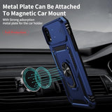 For Iphone Xr Case With Camera Lens Cover, Hd Screen Protector, 10 Ft Military Grade Drop Protection, Magnetic Ring Holder Kickstand Protective Phone Case, Navy Blue
