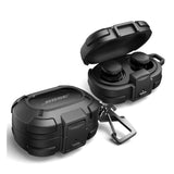 For Bose Quietcomfort Earbuds Protective Case With Drop-Proof Lock, Shockproof Rugged Bumper Cover With Carabiner & Keyring For Bose Quietcomfort Earbuds 2024 Black?Charger Not Included?