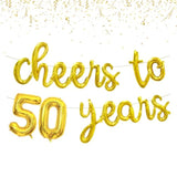 Cheers To 50 Years Banner 16 Inch Gold Foil 50Th Birthday Balloon Decorations For Him/Her 50Th Birthday Party 50 Years Anniversary Decorations 50Th Wedding Party Supplies For Men/Women