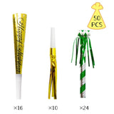 50pcs New Year Noise Makers Horns & Tassels for NYE Party Favors