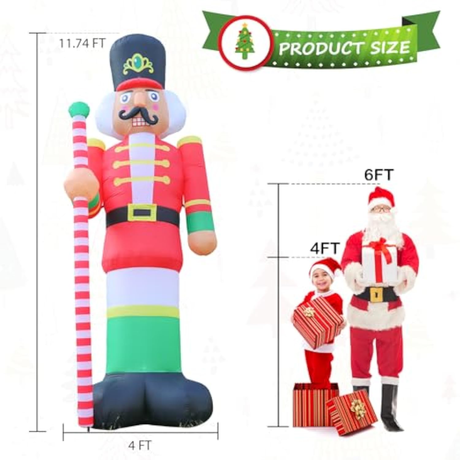 11.8 Ft Christmas Inflatable Decorations, Large Nutcracker Propeller Built-In Bright Led Light Blow Up For Yard, Garden,