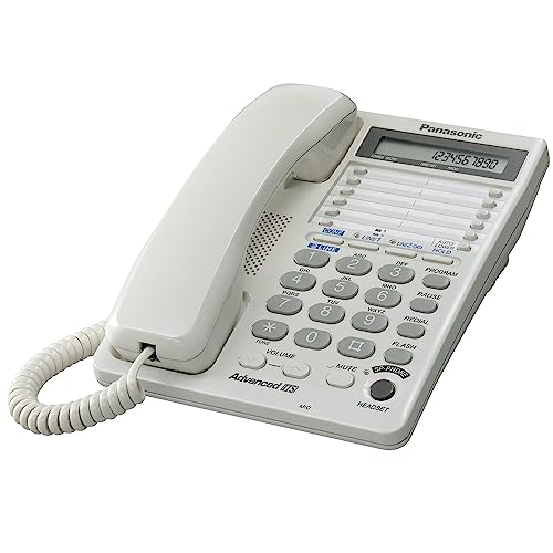 2-Line Integrated Corded Telephone System With 16-Digit Lcd, Speakerphone, Clock, Hearing Aid Compatibility And 3-Way Conferencing - Kx-Ts208W (White)