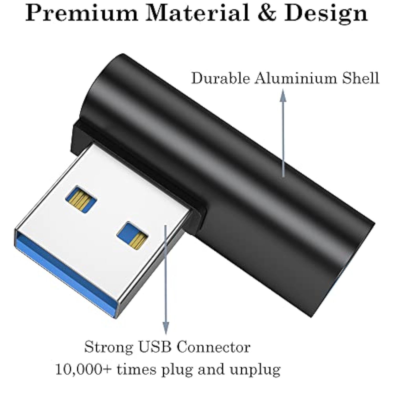 90 Degree Usb 3.1 Adapter (2 Pack), Right And Left Angle Usb A Male To Female