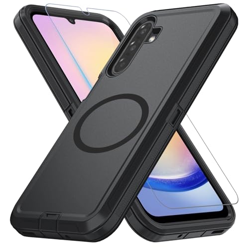 for  Galaxy A17 Case [Compatible with MagSafe][Shockproof][Dropproof][Dust-Proof][with Screen Protector] Heavy Duty 3-Layer Protection Phone