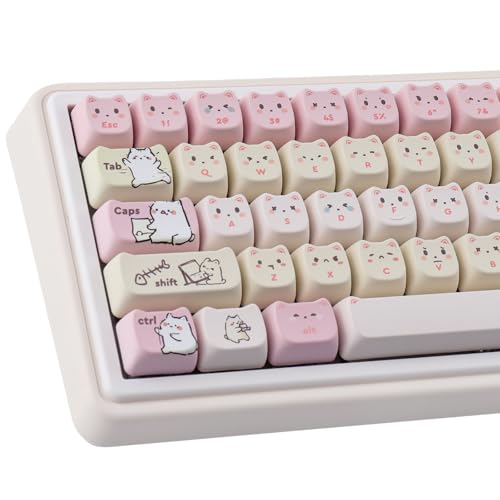 Pbt Keycaps 145 Keys Cute Keycap Dye-Sublimation Lazy Cat Keycaps Mao Profile Custom Keycap For Cherry Gateron Mx Swithes Mechanical Gaming Keyboards