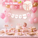 It'S My 1/2 Birthday Banner, Sweet Half Birthday Banner For Little Princess Pink Party, Pink Bow Decorations For Six Months Girl