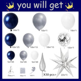 Navy Blue Balloon Arch Kit with Silver Stars: Graduation Decor