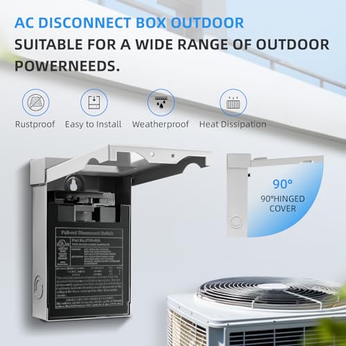 Pack Of 2 30 Amp Ac Disconnect Switch Outdoor 120/240Vac Pull Out Switch Waterproof Metal Box For Air Conditioning Fused (Fuse Not Included)