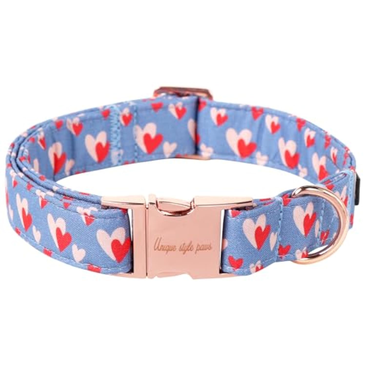 Valentine'S Day Dog Collar Metal Buckle Collar Blue Pink Love Heart Gift For Small Medium Large Boys Girls Dogs Wedding