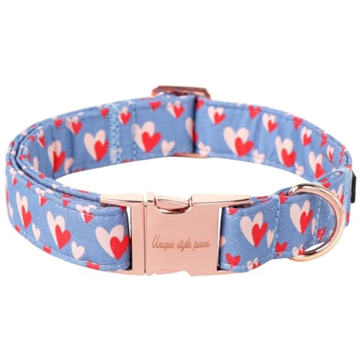 Valentine'S Day Dog Collar Metal Buckle Collar Blue Pink Love Heart Gift For Small Medium Large Boys Girls Dogs Wedding