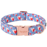 Valentine'S Day Dog Collar Metal Buckle Collar Blue Pink Love Heart Gift For Small Medium Large Boys Girls Dogs Wedding