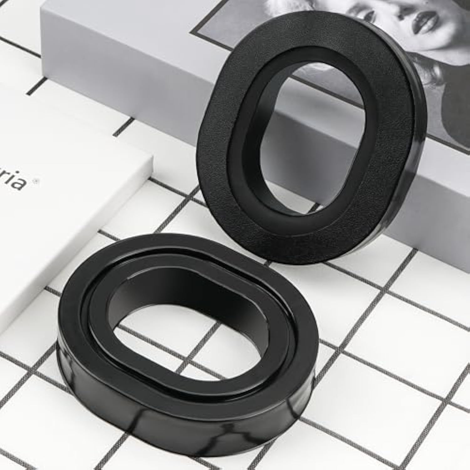 Geekria Silicone Rubber Comfortable Replacement Ear Pads for HyperX Cloud 2/ Alpha/AlphaS/Core/Stinger/Flight, Razer Kaira/Kaira Pro/X, Sennheiser HD280 Headphones (Black)