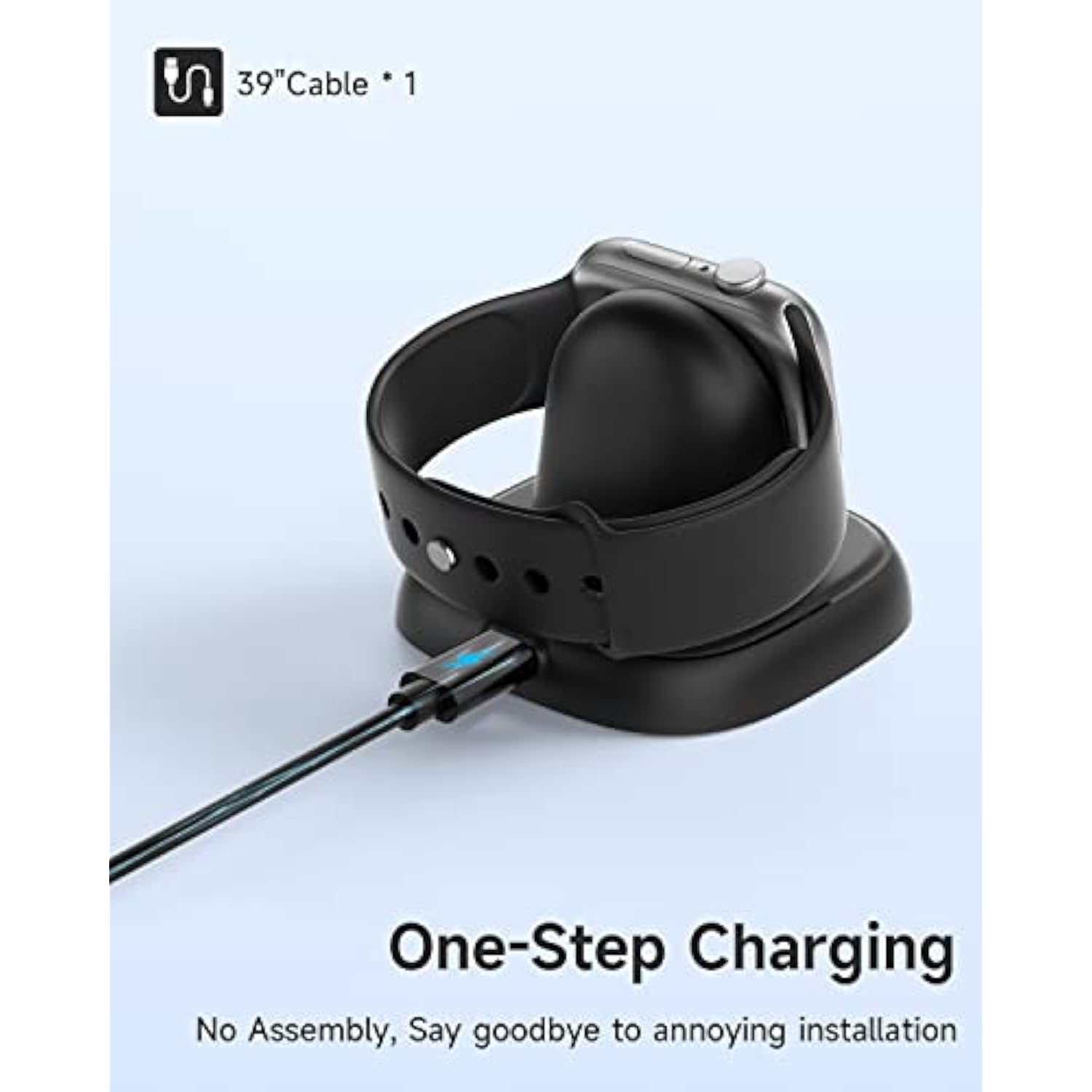Apple Watch Charger Stand Portable USB-C Fast Wireless Charging Station Black