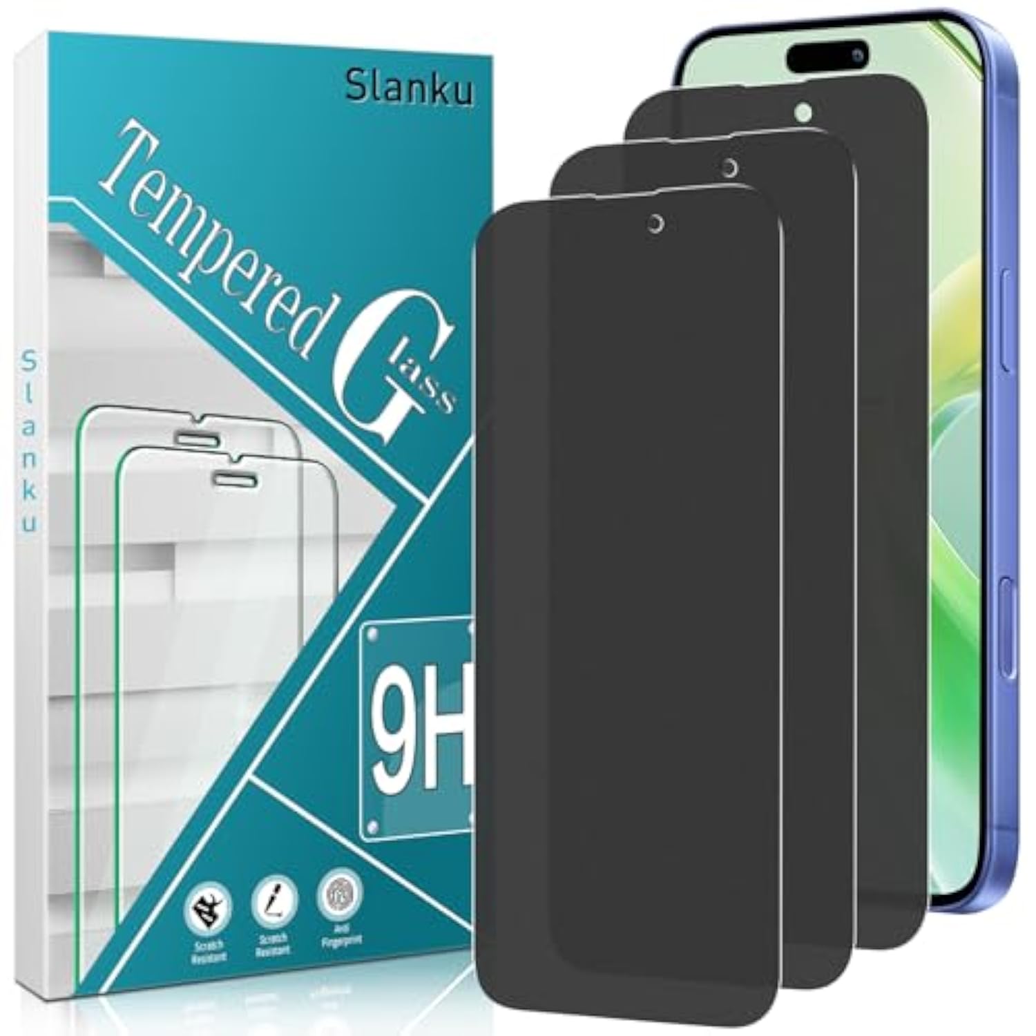 [3 Pack Matte Privacy Screen Protector For Iphone 16 Plus, Anti Glare, Anti Fingerprint, Anti Spy, Full Coverage Tempered Glass Film