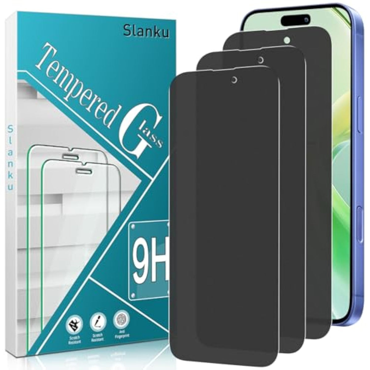 [3 Pack Matte Privacy Screen Protector For Iphone 16 Plus, Anti Glare, Anti Fingerprint, Anti Spy, Full Coverage Tempered Glass Film