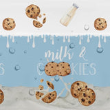Milk And Cookies Birthday Party Supplies Tablecloth, 3Pcs Disposable Chocolate Chip Cookies And Milk Party Decorations Tablecover For Birthday Baby Shower, 86In X 55In
