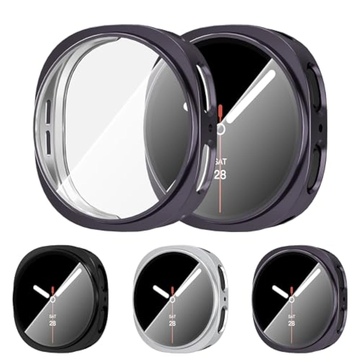 3 Pack For Samsung Galaxy Watch 8 40Mm Case, High Definition Clear Screen Protector, Full Around Electroplate Soft Tpu Bumper Around Protective Case Cover -Black+Gun Color+Silver