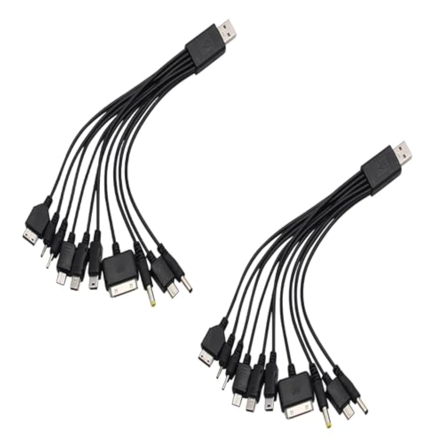 2 Pack (7.87Inch) 10 In 1 Universal Usb Cable, Multiple Universal Charging Cable For Cell Phones Blutooth Earphone Speaker Adapter Cable, 7.87Inch