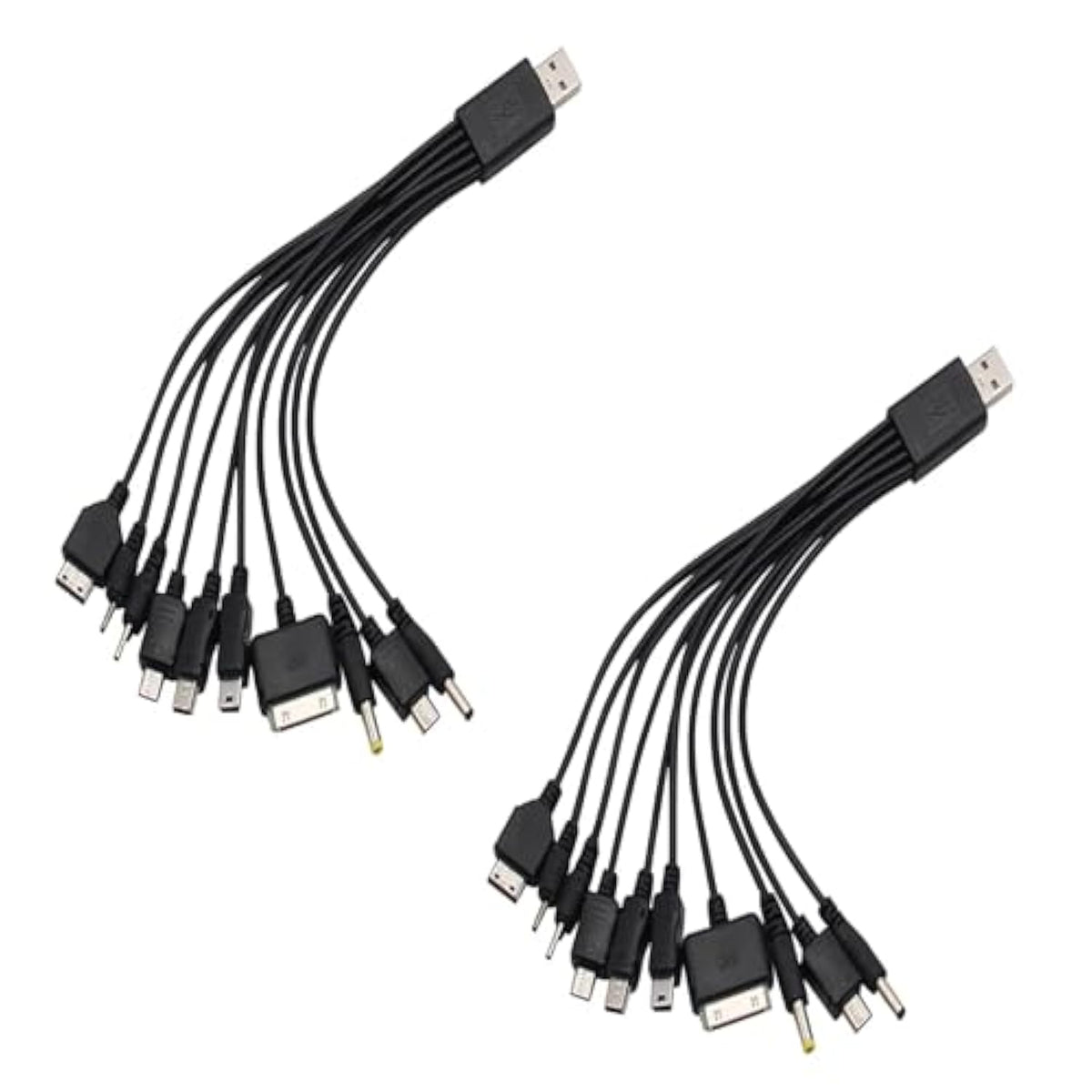 2 Pack (7.87Inch) 10 In 1 Universal Usb Cable, Multiple Universal Charging Cable For Cell Phones Blutooth Earphone Speaker Adapter Cable, 7.87Inch