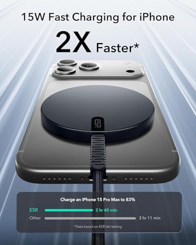 ESR for Magsafe Charger, 15W Wireless Charger, Magsafe Charger for iPhone 15 Pro Max/15 Pro/15 Plus/15/14/13/12, AirPods 4/3/Pro/Pro 2,Galaxy S25