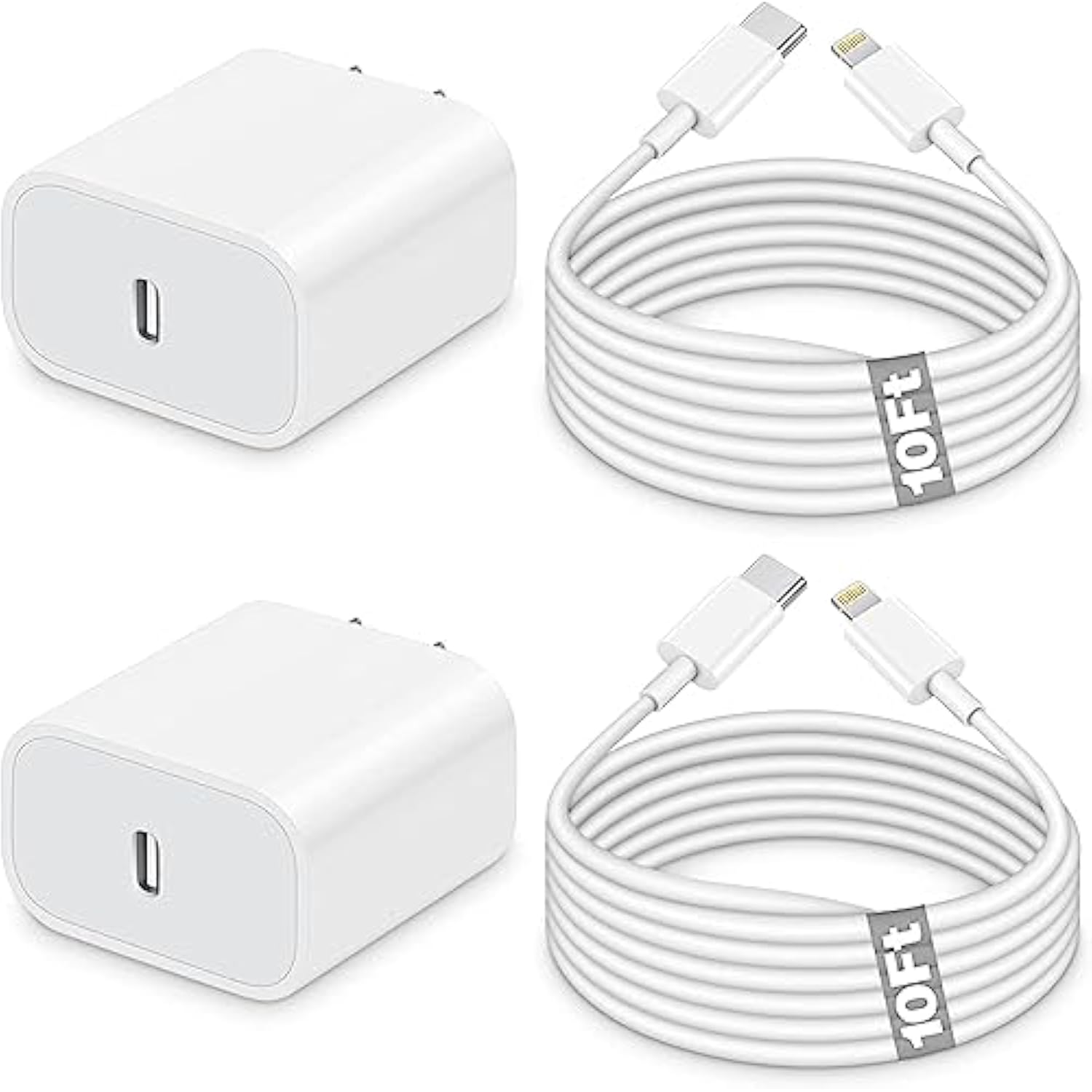 Iphone Charger Fast Charging,10Ft Iphone Charger [Apple Mfi Certified] 2Pack Long Charging Cable With 20W Usb C Charger Block With Usbc To Lightning Cable Compatible With Iphone 14 13 12 11 Pro Max Xr