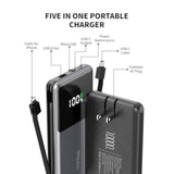 Portable Charger With Built In Cables 10000Mah, Power Bank For Iphone With Wall Plug, Travel Essential 22.5W Usb C Fast Charging Compact Battery Pack For Iphone16/15/14, Samsung, Ipad, Etc