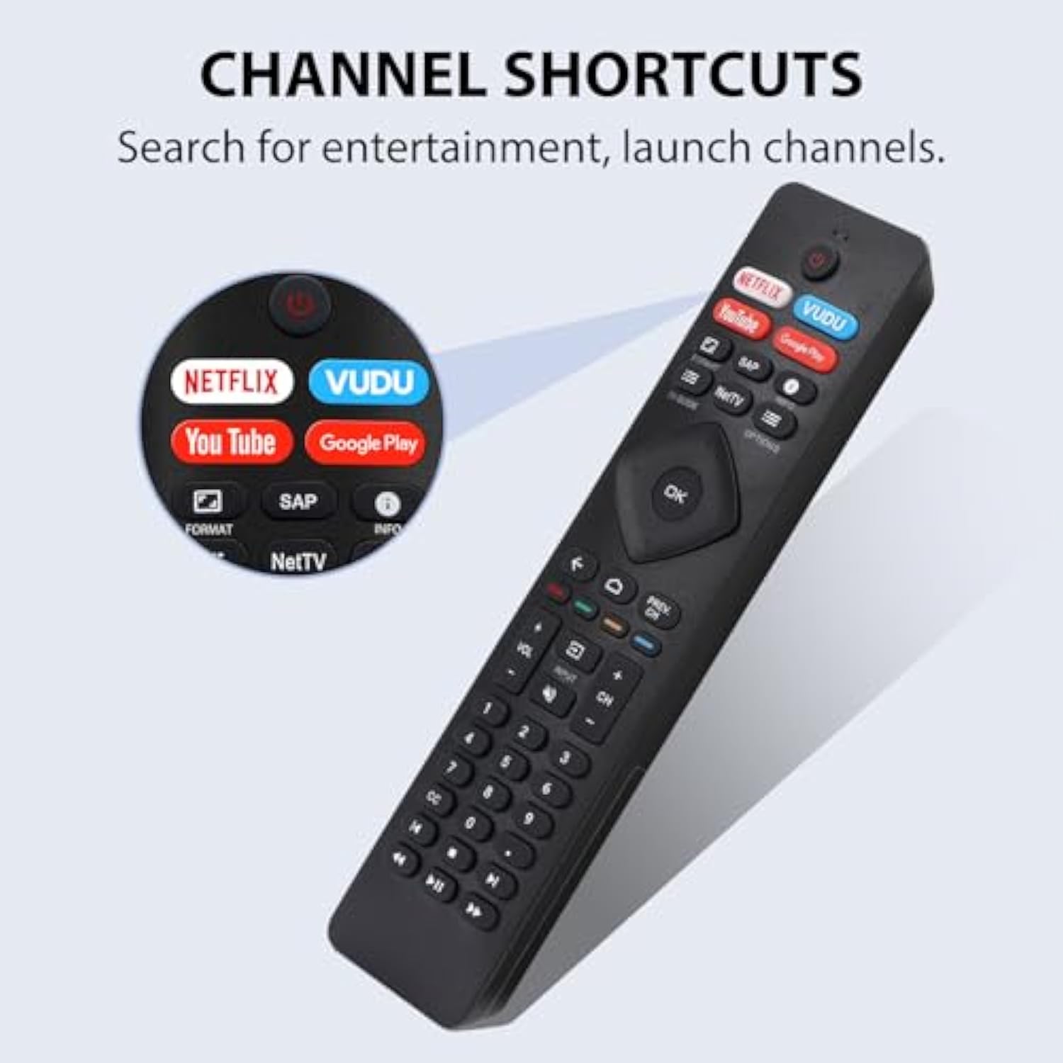New Universal Remote For All Philips Tv Remote, Replacement Compatible For All Philips Smart Tv, Led, Lcd, Hdtv, 3D, 4K Uhd Tv, With Shortcut Button For Netflix, Vudu, Youtube, Google Play