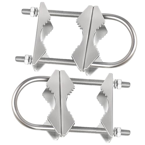 Double Antenna Mast Clamp - 2 PCS Antenna Pole Mount Bracket V Jaw Block with U Bolts,Heavy Duty Mast Mount Bracket Kit