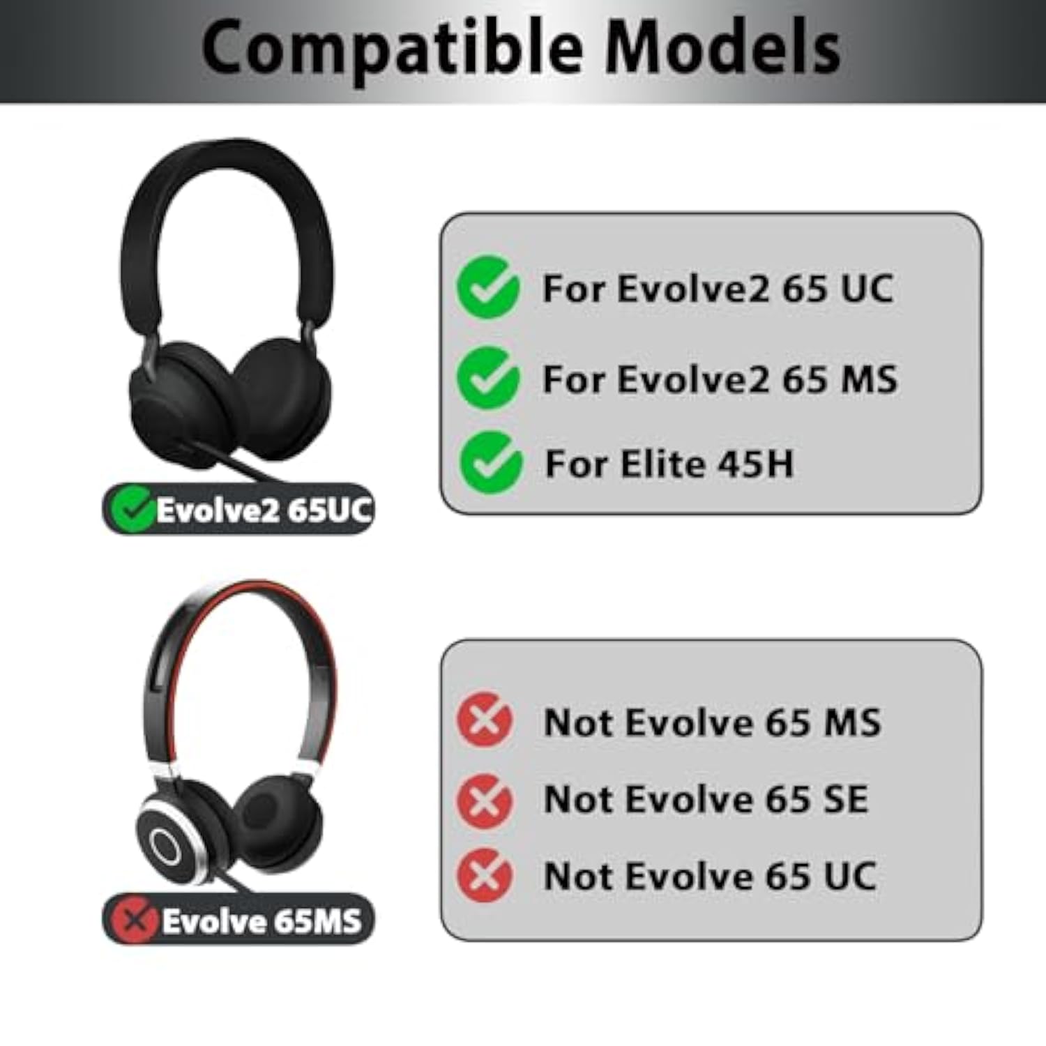 Replacement Ear Pads Cushions For Jabra Evolve2 65 (65Ms 65Uc Usb)/Evolve2 40 (40Uc 40Ms Usb)/Elite 45H Headset, Upgraded Cooling Gel Ear Pads Cushions With Softer Memory Foam (Black)