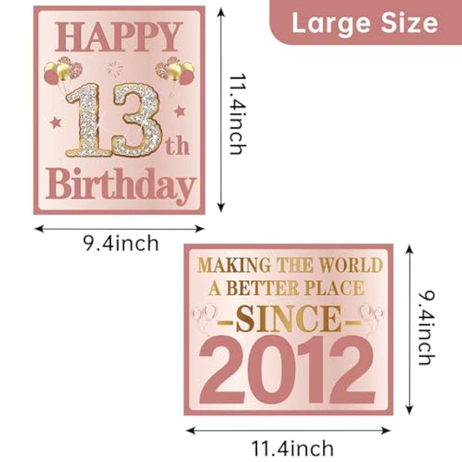 Sweet 13Th Birthday Decorations For Girls, 9Pcs Pink Rose Gold 2012 Birthday Banner Signs For Walls Doors Windows Yard Garden Party Supplies, 13 Years Old Bday Table Toppers Photo Props Decor