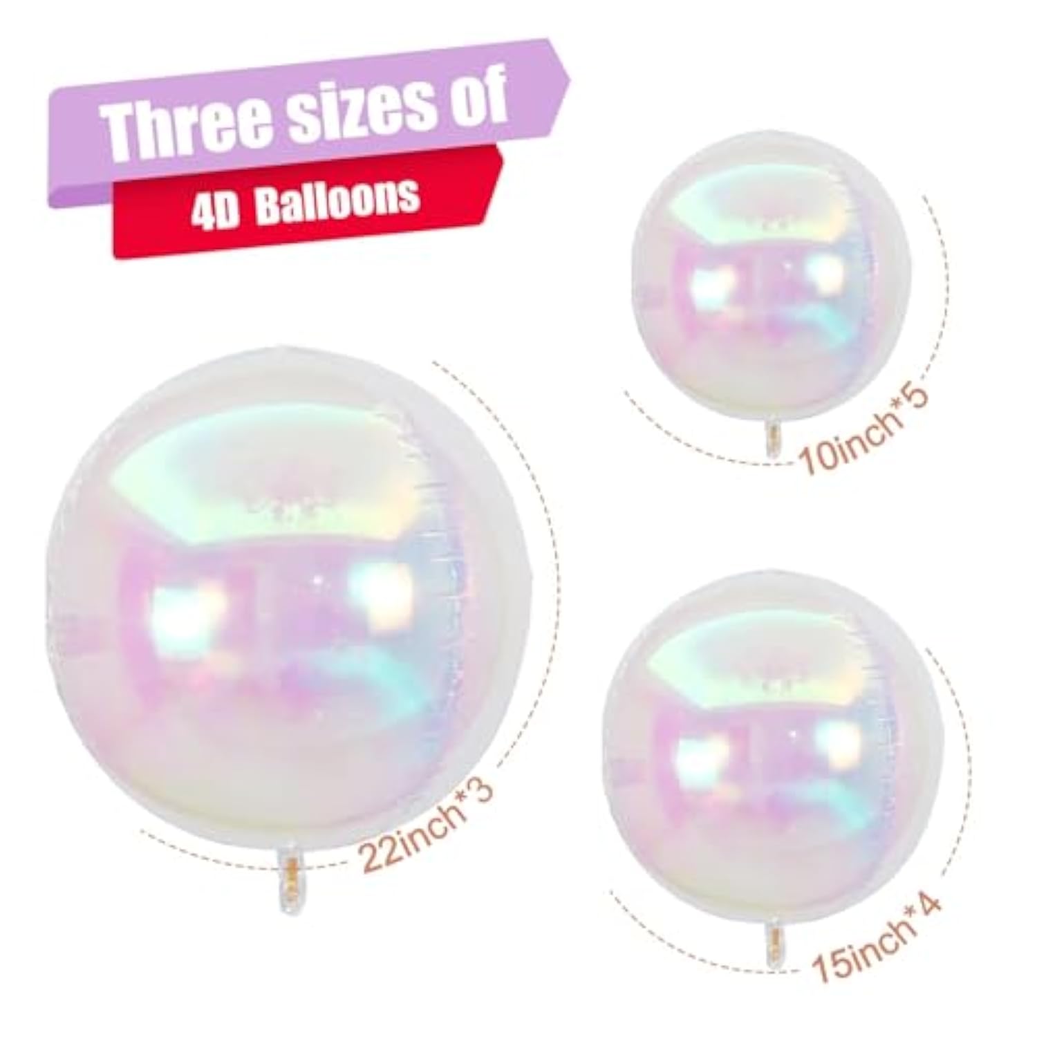 12-Pcs Iridescent 4D Foil Balloons Set Holographic Party Decoration