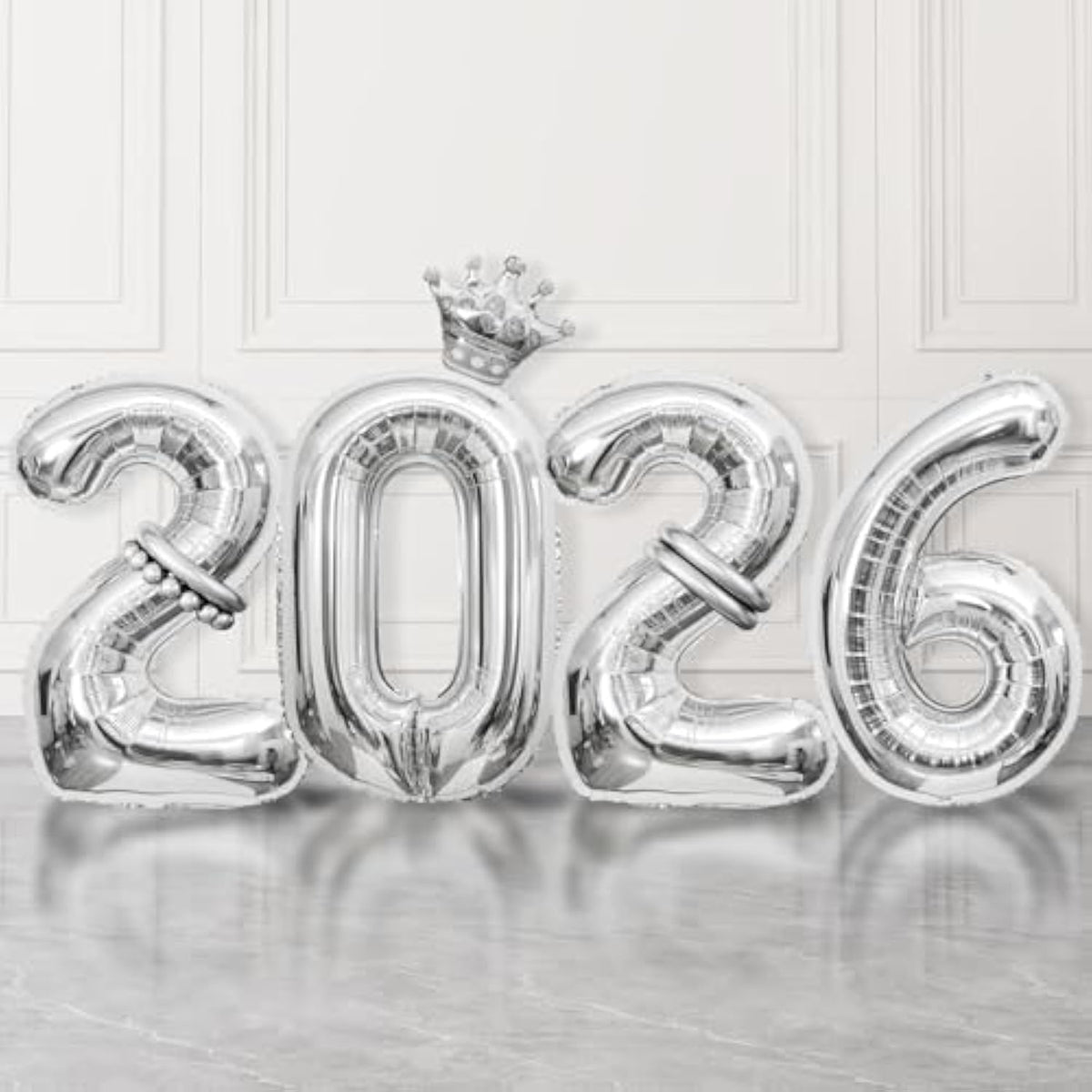 2026 Silver Number Balloons 40 Inch Foil NYE Graduation Party Decor