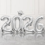 2026 Silver Number Balloons 40 Inch Foil NYE Graduation Party Decor