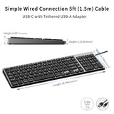 Wireless Keyboard With 102 Keys, Bluetooth And 2.4 Ghz Wireless, Low Profile, Number Pad, Fluid Quiet Typing, 12 Programmable Keys, Usb C Rechargeable, For Phone, Tablet, Pc, Laptop, Tv - Black