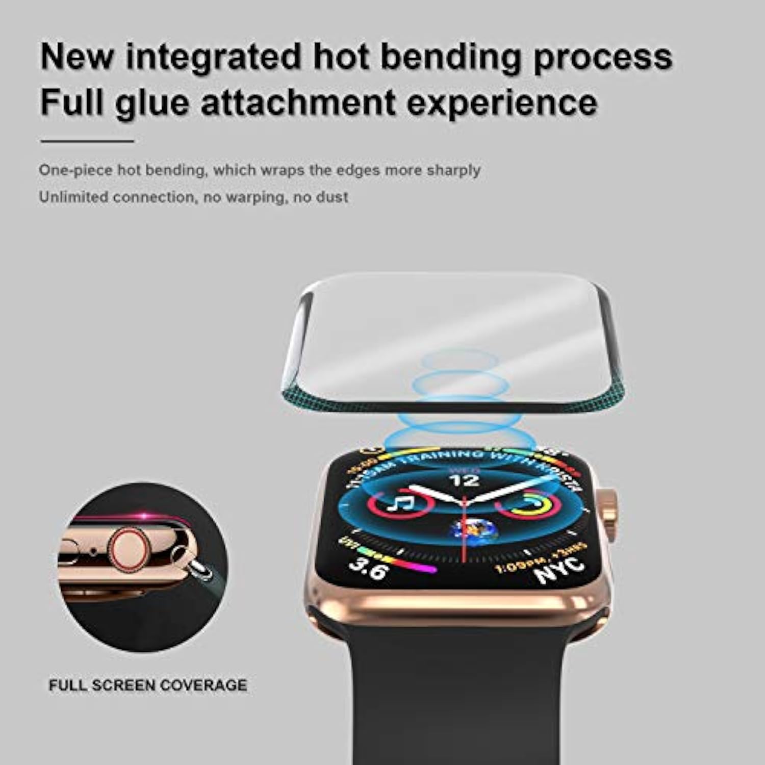 [2 Pack Tempered Glass Screen Protector For Watch 44Mm Se 3/Se 2/ Series 6//5/4, 3D Full Coverage [Easy Installation Frame] Waterproof Bubble-Free Hd Clear Film For Iwatch 44Mm