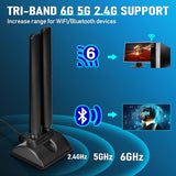 Wifi 6E Antenna Tri-Band 2.4Ghz 5Ghz 6Ghz Rp-Sma Antenna Magnetic Base For Desktop Pc Computer Pci-E 6E Bluetooth Card Usb Wifi Adapter Wireless Router