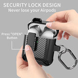 For Airpods 2Nd 1St Generation Case Men Lock With Cleaner Kit, Rugged Airpod 2/1 Gen Protective Hard Cover Shockproof Skin Boys Women With Keychain For Apple Ipods 2Nd/1St Cases Cf-Black