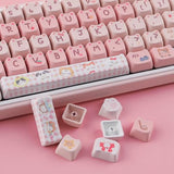 Pbt Keycaps 140 Keys Pink Meow Meow Cat Keycaps Dye-Sublimation Cute Keycap Mao Profile Custom Keycap For Cherry Gateron Mx Swithes Mechanical Gaming Keyboards