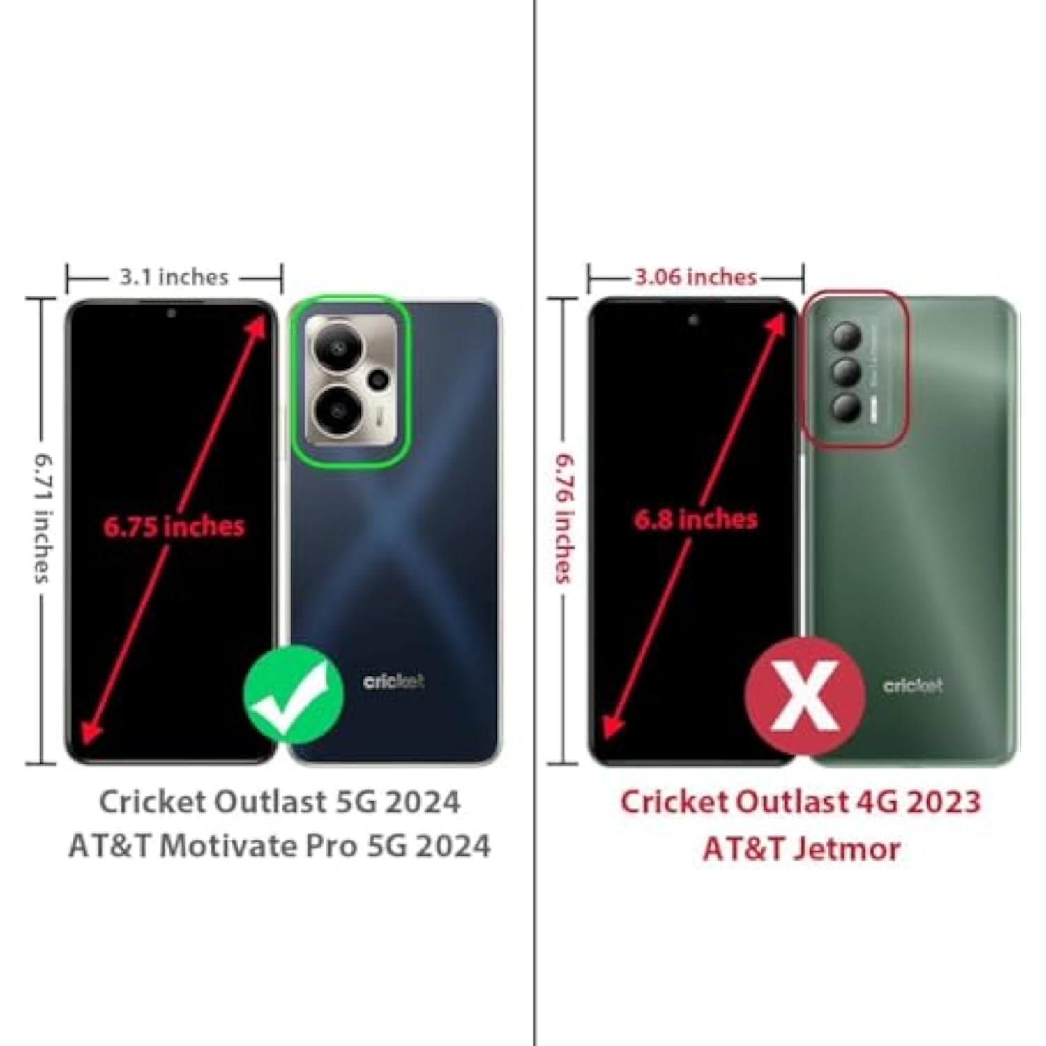 For Cricket Outlast 5G 2024 Case, At&T Motivate Pro 5G With [Built-In Screen Protector], [9Ft Military Grade Drop Tested] Full-Body Protective Shockproof Bumper Case (Black)