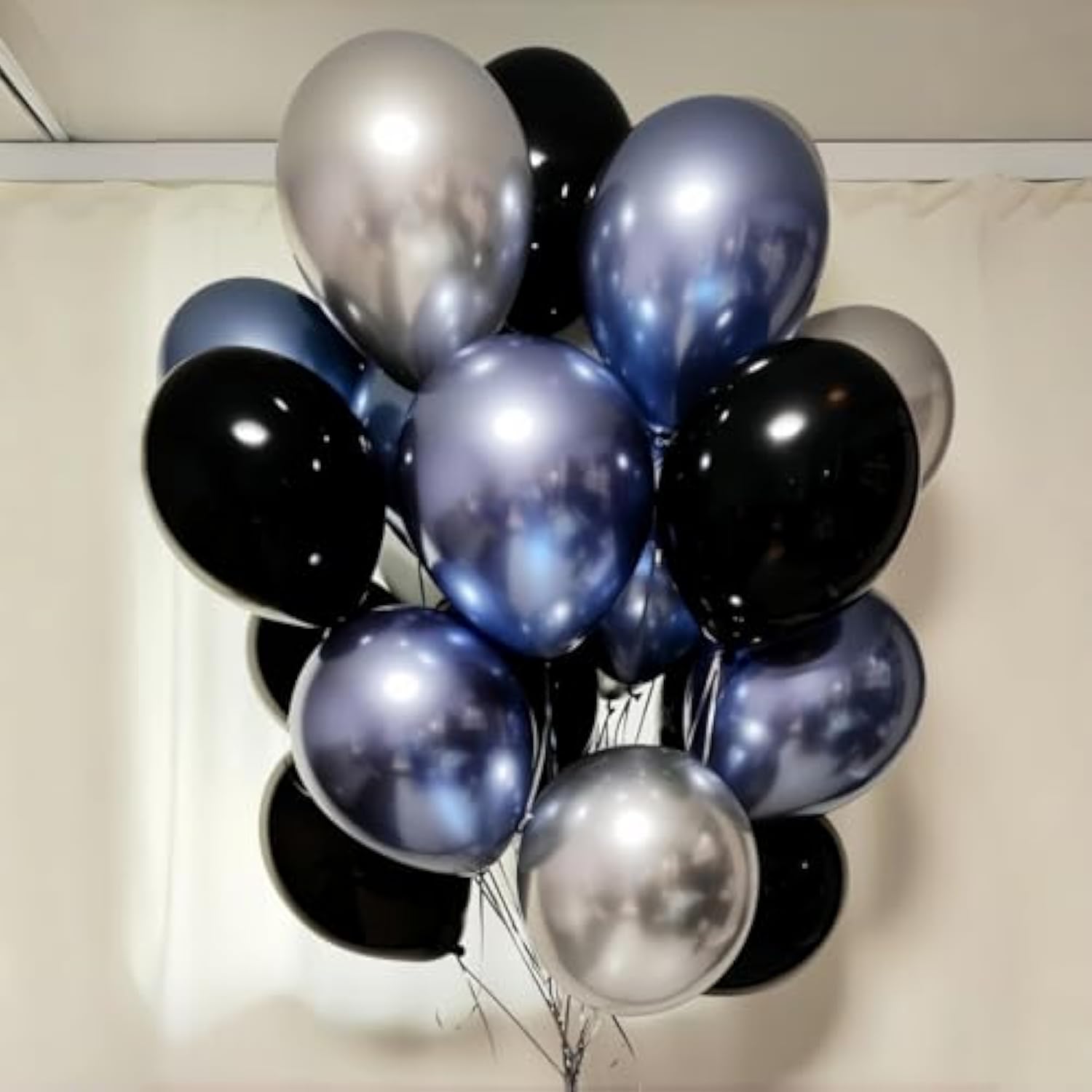 Blue And Silver Black Balloons, Pearl Navy Blue Black Metallic Silver Dark Blue Star Confetti Latex And Foil Star Balloons Set For Boy Men Galaxy Space Birthday Graduation Wedding Party Decorations