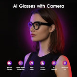 AI Smart Glasses with Camera 4K, 8MP HD Video Recording Glasses, AI Assistant, Hands-Free Wearable Tech Bluetooth Speakers, Real-Time Translation &
