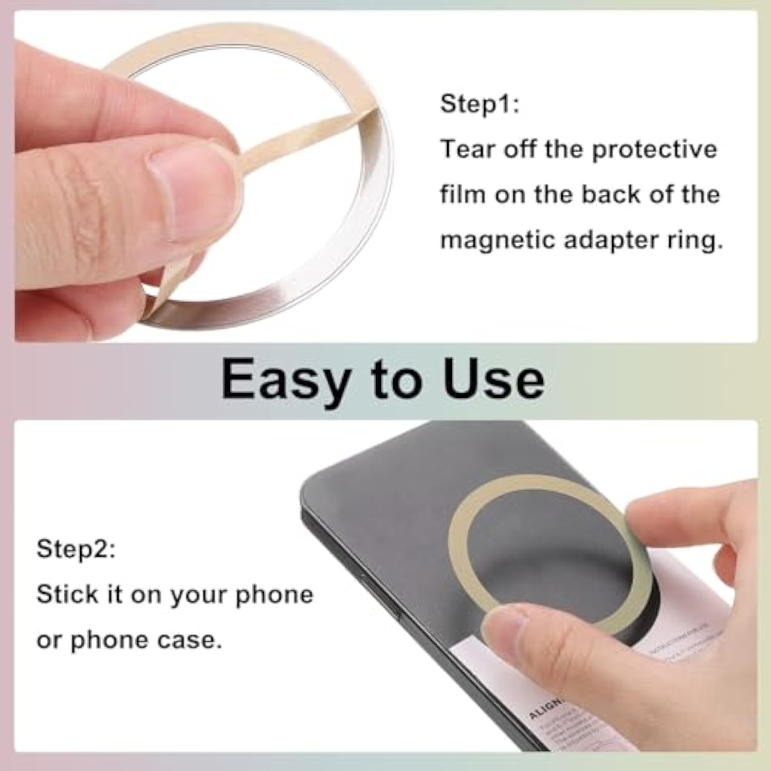 uxcell Magnetic Sticker Ring, 6Pcs Universal Magnetic Adapter Ring Metal Magnet Wireless Charging Conversion Kit for Mobile Phone Case Wireless Charger (Rose Gold)