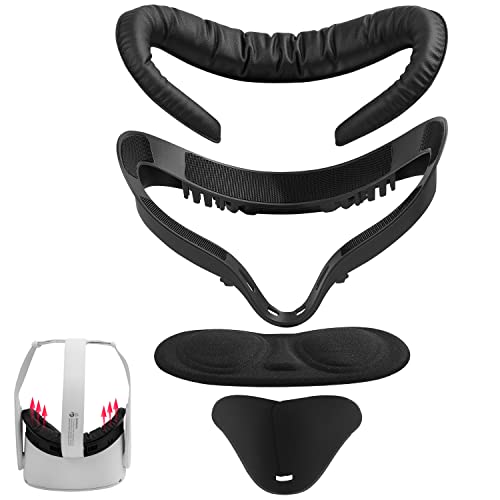 Face Cushion Pad Compatible With Quest 2 Accessories (Upgraded Version), Comes 2 Fitness Facial Interface Foam Replacement, And Lens Protector, Air-Circulation Design