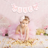 Pink Highchair Banner "ONE" with Bows: Girl's 1st Birthday Decor