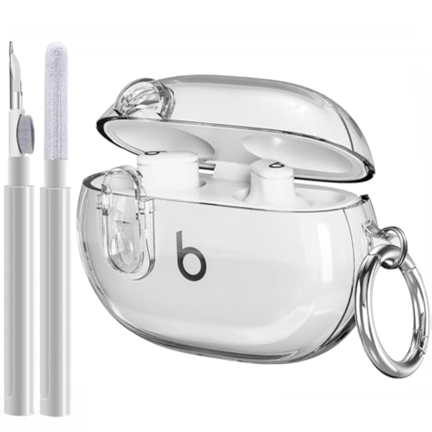 Beats Studio Buds/Studio Buds Plus Case Cover Clear 2021/2023 Men Lock Clip With Cleaner Kit, Protective Case For Women Girls Kids Clear