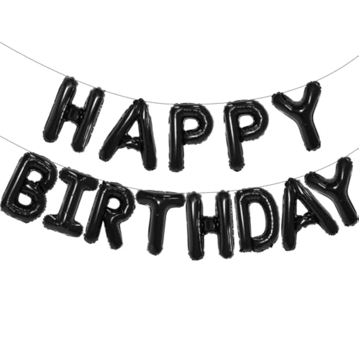 Black Happy Birthday Balloon Banner 16inch Foil Party Decor